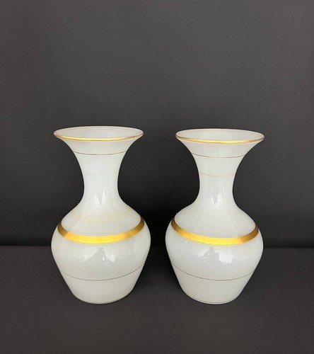 Paire vases verre opalin - vases,