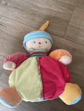 Doudou Peluche Poupée Corolle Clown Arlequin Rouge Vert Bleu Orange