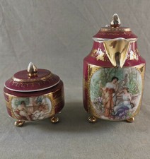 ENSEMBLE VERSEUSE ET SUCRIER PORCELAINE DE VIENNE WIEN AUTRICHE ÖSTERREICH 