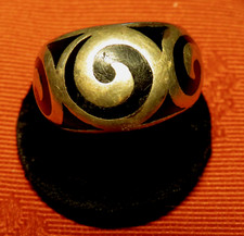 BAGUE  ARGENT motif CELTIQUE émail noir  T: 55
