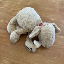 Doudou Peluche Chien Beige Les Comptines Jacadi 24 Cm Collier Rouge Os Blanc