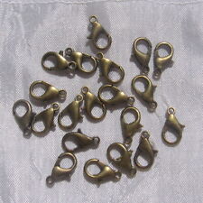 LOT DE 20 FERMOIRS MOUSQUETONS 14x8MM BRONZE PINCES DE HOMARD SANS NICKEL *J146