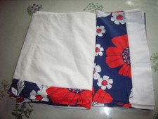 drap plat métis blanc bordé marine/rouge 177x270cm+taie traversin marine/rouge