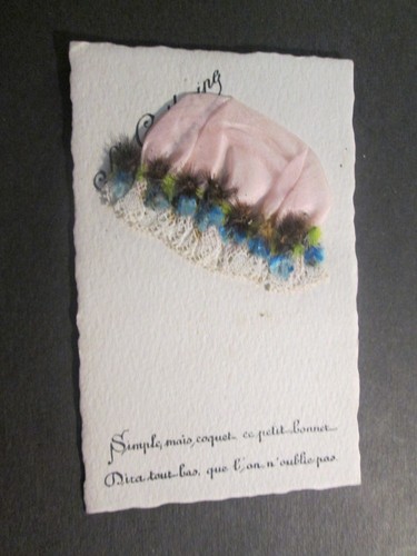 Carte postale fantaisie brodee