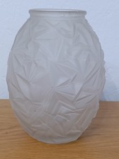 Art Déco Vase Ancien Verre Moulé Pressé Décor