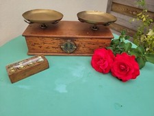 Balance ancienne MAISON BERANGER bois, Cuivre, Laiton LYON Usine De La MULATIERE