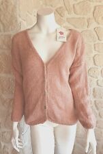 Gilet maille rose avec boutons