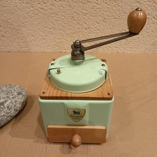 Superbe ancien moulin à café PEUGEOT acier vert d'eau