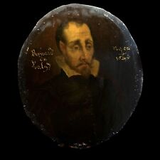 Exceptionnelle Miniature Sur Bois Figurant "Bernard De Palissy" & Daté 1540