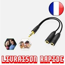 3.5mm Stéréo Audio Mâle à 2 Femelle Micro Casque Y Splitter Câble Adaptateur