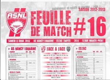 Feuille de match N°16 ASNL -