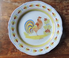Ancienne assiette au coq Henriot Quimper 25 cm - Très bon état
