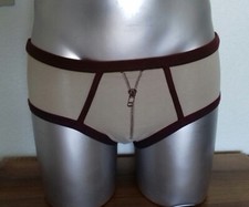 Slip homme beige/bordeaux taille M impression zip