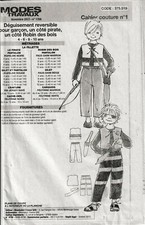 patron non découpé déguisement réversible pour garçon pirate ou robin des bois