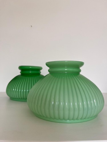 Pair vintage green opaline - pair,