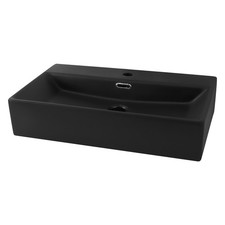 Vasque à poser céramique noir mat lavabo évier de salle de bain 605x365x130 mm