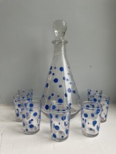 Ensemble carafe et verres à liqueur vintage 1950
