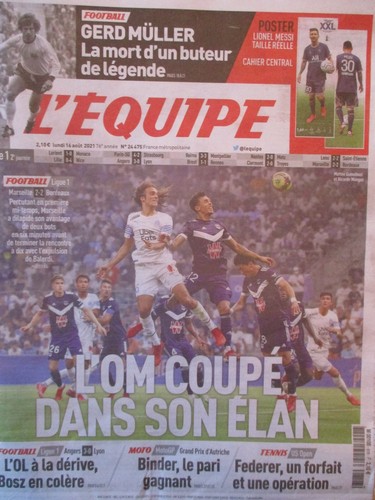 Equipe 2021 messi - l'equipe, 16-08-2021