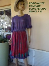 ROBE LOUIS FERAUD  HAUTE COUTURE COLOREE  MANCHES COURTE  VINTAGE T 42 NEUVE 