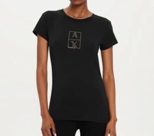 T-Shirt Femme Manches Courtes ARMANI AX Col Rond Logo Mode AX 6DYT35 1200 Noir