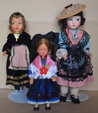 3 poupées folkloriques anciennes - 30 cm, 21 cm, 24 cm - 