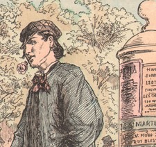 Ancienne gravure aquarellée