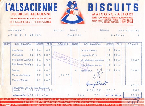1957 alsacienne biscuits - biscuits, a
