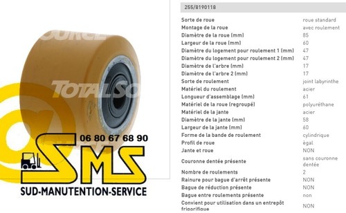 Galet double roue - double, h
