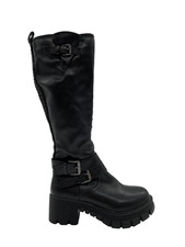 Bottes plates cuir noir - bottes, en