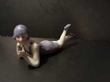 ANCIENNE FIGURINE PORCELAINE  BAIGNEUSE ART DÉCO 1920 BORD DE MER