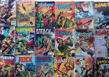 LOT 32 PETITS FORMATS GUERRE  COMICS  (RAPACES,COMMANDO,VIGOR,RANGERS, COMMANDO.