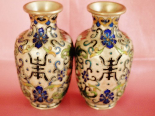 Pair chinese champleve - pair,