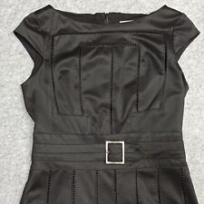 Karen Millen Robe UK-8-10 EU-36-38 US-4-6 Court Noir Glossy Ceinture Doublé Zip