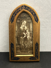 Tableau Miniature & Cadre XIXème Religieuse Vierge Marie Enfant Jésus