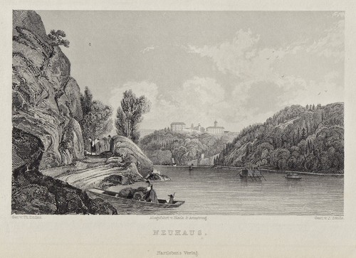 Neuhaus donau original gravure - neuhaus,