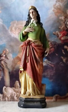 STATUE SAINTE GODELIEVE GODELEVA GEDELINA EN PLATRE MARTYRE FEMME MALTRAITEE