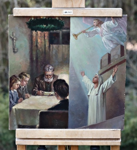 Tableau huile sur carton - tableau,