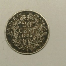 NAPOLEON III 20 CENTIMES ARGENT 1855 A  TTB  cote  180 EURO   petit prix !