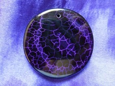 Pendentif en agate onyx Rond 4.4 cm Violet noir 22 grammes N° 2448