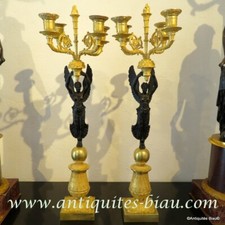 Pair of Candelabra golden Bronze Empire period Perfect condition