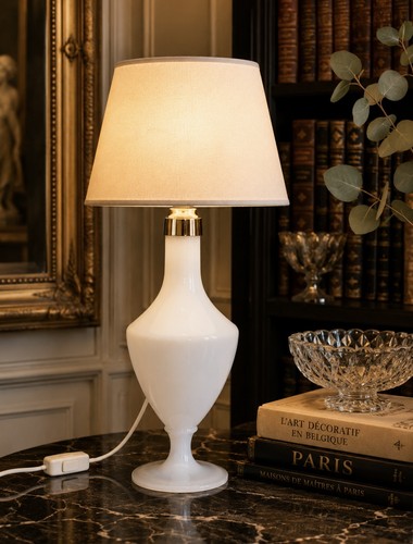 Lampe opaline blanche années - opaline,