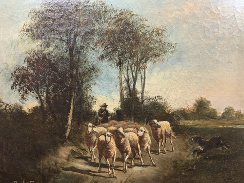 Ancienne huile sur toile - sur,