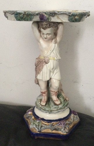 Barbotine putto polychrome - putto, or