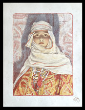 L.A GIRARDOT : Femme du riff, Estampe Moderne, Lithographie originale signé 1897