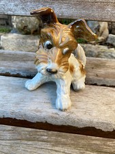 Superbe Chien Fox Terrier Porcelaine Allemande SCHAUBACH KUNST Art Déco 14 cm Ht
