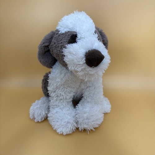 Peluche chien marron blanc