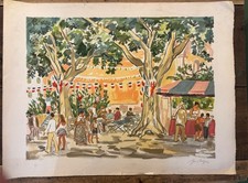 LITHOGRAPHIE YVES BRAYER.VILLAGE PROVENÇAL.EPREUVE D’ARTISTE.