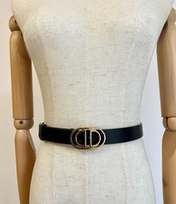 Ceinture Christian Dior 30 Montaigne en cuir noir  75 cm