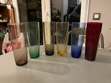6 grands verres colorés années 60 70 forme libre vin, eau orangeade vintage