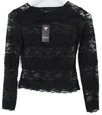 Guess Robyn Blouse À Découpe Femme XS Transparente En Dentelle Imprimé Fleurs
